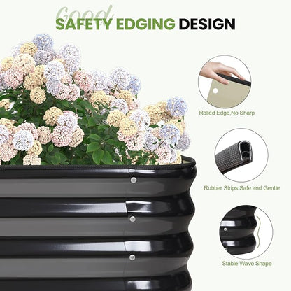 5-in-1 Adjustable Raised Garden Bed Kit | Galvanized Planter Boxes for Vegetables, Flowers | 12" Tall, Multiple Sizes (8x3x1ft, 9x2x1ft, 10x1x1ft, 6x5x1ft, 7x4x1ft) | Outdoor Metal Raised Bed, Grey