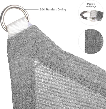 Eden's Decor Straight Flat-Edged Sun Shade Sail Rectangular 10' x 21' Grey UV-Blocking Outdoor Canopy Fabric Cloth Awning for Pergola Patio Garden Backyard Custom Size