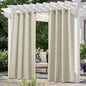 NICETOWN Patio Privacy Screen 72 inch Long, Outdoor Waterproof Curtain, All Weather Outside Thermal Insulated Shades for Gazebo, Balcony, Garden, Deck, W52 x L72 inches, Beige, 1 Panel