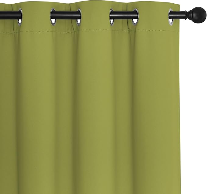 NICETOWN Fresh Green Blackout Curtains for Bedroom 95 Inch Length - Thermal Insulated Room Darkening Privacy Grommet Window Drapes for Boys Room, Set of 1 Panel, 80 x 95 Inch
