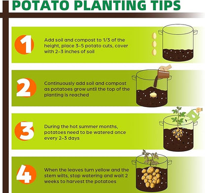 10 Pack 10 Gallon Grow Bags, Thickened Nonwoven Fabric Planter Pots with Handles, Heavy Duty 300G Garden Pots for Tomato, Potato and Vegetable