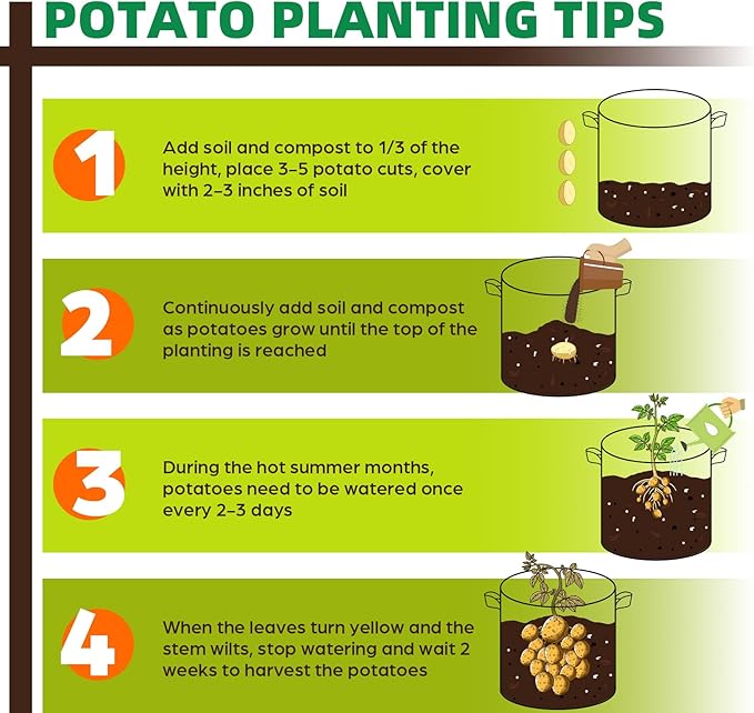 10 Pack 7 Gallon Grow Bags, Thickened Nonwoven Fabric Planter Pots with Handles, Heavy Duty 300G Garden Pots for Tomato, Potato and Vegetable