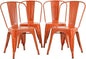 FDW | Set of 4 Metal Dining Chairs | Orange | Stackable Tolix Side Chairs with Backrest | Scratch-Resistant | Non-Slip Feet | Indoor/Outdoor Use | 330 lbs Capacity | Ideal for Kitchen & Restaurant