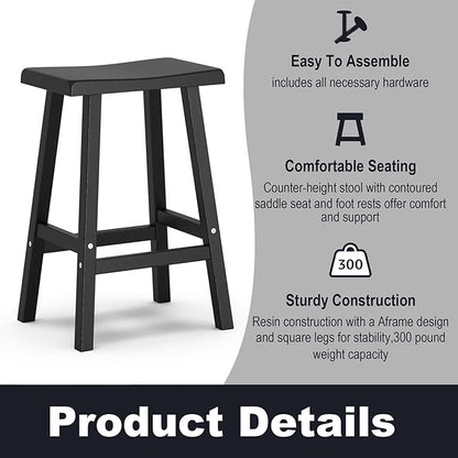 29in Tall Bar Stools Set of 2, Waterproof UV-Resistant,Durable Resin Kitchen Island Chairs for Indoor & Outdoor Use, Modern Design for Home,Bar,and Cafe