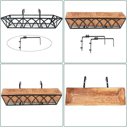 24in 2pcs Planter Box with Coco Liner, Rust-Resistant Metal Frame, Hydration and Drainage for Indoor or Outdoor Use
