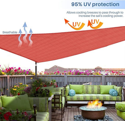 E&K Sunrise 9' x 9' x 9' Sun Shade Sail Triangle Canopy Shade Cover UV Block for Patio Backyard Garden Outdoor (Red)