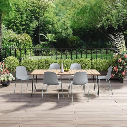 2xhome Modern Stackable Armless Dining Chair | Plastic Shell Seat with Metal Legs | Indoor or Outdoor Use | Home Kitchen Patio (4, Grey, No Padding)