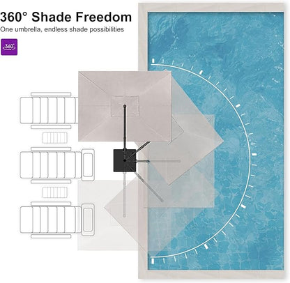 PURPLE LEAF Patio Umbrella 10' X 13' Rectangle Cantilever Umbrella with Wind Resistance Base Large Aluminum Outdoor Umbrellas with UPF40+ Premium Fabric for Deck Pool Garden, Sand Dune