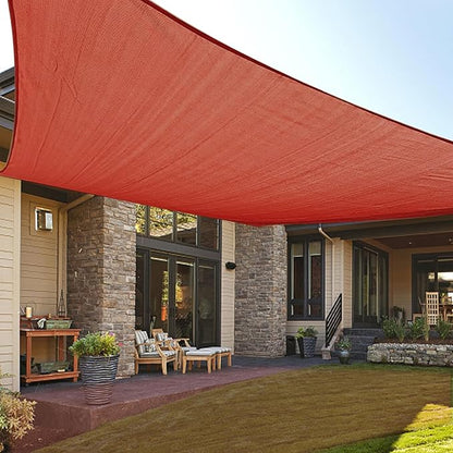 LOVE STORY Custom Size 10'x18' Terra Red Sun Shade Sail Rectangle UV Block Canopy Patio Sail Sunshades Fabric for Outdoor Garden Carport (We Make Custom Size)