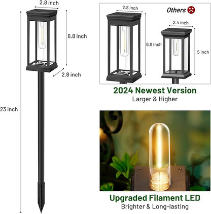 BesLowe Solar Pathway Lights Outdoor, 4-Pack Large LED Solar Light Outdoor Waterproof, Super Bright Outside Lights for Yard, Sun-Powered Landscape Lighting for Garden Walkway, Warm White