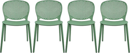 2xhome Set of 4 Patio Dining Chairs | Modern Stackable Outdoor Pool Side Chair | Weather Resistant Plastic for Yard, Porch, Balcony, Kitchen, Green