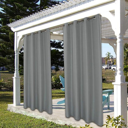 BONZER Waterproof Indoor/Outdoor Curtains for Patio Thick Privacy Grommet Curtains for Bedroom, Living Room, Porch, Pergola, Cabana, 1 Panel, 54W x 95L inch, Grey