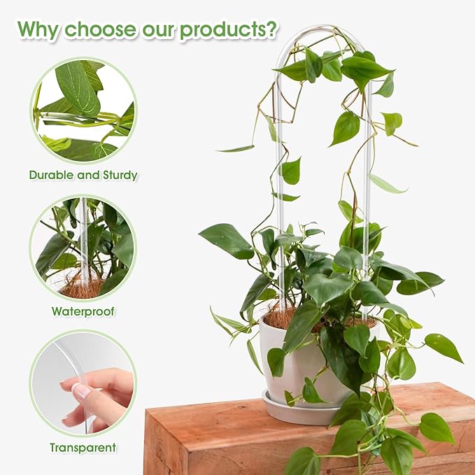 2 Pack U-Shaped Clear Acrylic Trellis for Indoor Plants, Small Plant Trellis for Potted Plants Climbing Plants, Plant Support Hoya Trellis for Vine Ivy Hoya Indoor Outdoor