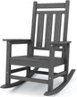 KINGYES Oversized Outdoor Rocking Chair, All-Weather Patio Rocking Chairs for Porch, HDPE Outdoor Patio Rockers with High Back & Wide Seat for Garden, Lawn, Gray