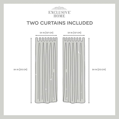 EXCLUSIVE HOME Cabana Solid Indoor/Outdoor Light Filtering Hook-and-Loop Tab Top Curtain Panel Pair, 54"x84", Teal