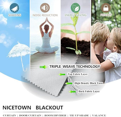 NICETOWN Patio Curtain Outdoor Waterproof W100 x L108, Rustproof Top & Bottom Grommet Room Darkening Windproof Outdoor Living Divider Privacy Thermal Insulated Blinds for Pool, Greyish White, 1 Piece