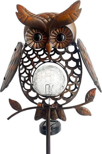 HONGLAND Solar Lights Outdoor Decor Waterproof, Solar Owl Garden Decorative Stake, Whimsical Gardening Gifts for Women Mom, Owl Outdoor Lights for Yard Patio Lawn Decor