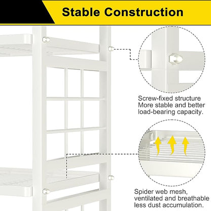 GIOTORENT 5-Wire Standing Storage Shelves, Metal Shelving Unit Pantry Rack for Laundry Kitchen Bathroom Organizer(White)
