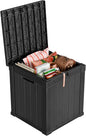 ROJIK Outdoor Storage Housing Deck Box - Waterproof Patio Furniture, Garden Tools, Cushions, Pool Accessories Storage Bench with Lockable Lid and Side Handles (Black, 50 Gal)