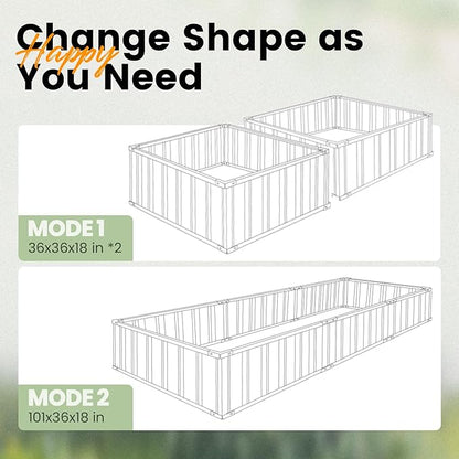 KING BIRD Galvanized Raised Garden Bed with 2 Installation Methods for DIY, 101" x 36" x 18" Heightened Planter Kit Box Outdoor for Deep-Rooted Vegetables, Flowers, Dark Grey