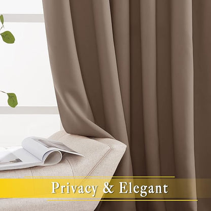 NICETOWN Blackout Curtain for Sliding Door, Grommet Top Thermal Insulated Bedroom Window Curtain Sound Dampening Drape for Patio Door/French Door (Cappuccino, 1 Panel, 80" W x 90" L)