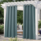 NICETOWN Greyish Blue Outdoor Curtains for Patio Waterproof, Thermal Insulated Rustproof Grommet Blackout Indoor Outdoor Gazebo Curtains Window Treatments for Outdoor Events, W52 x L84, 1 Panel