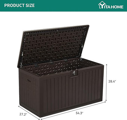 YITAHOME 150 Gallon Large Deck Box with Side Handles, Outdoor Double-Wall Storage for Patio Furniture Cushions, Garden Pool Accessories, Waterproof & Lockable