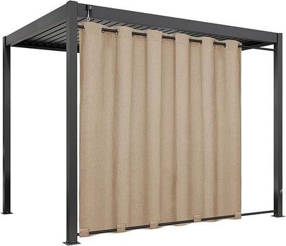 Easy-Going Linen Look Outdoor Curtains Waterproof Windproof Porch Curtains, Soft Thicken Outdoor Privacy Curtains for Patio, Gazebo, Grommet Top and Tab Bottom Drape, 1 Panel, 110x108 inch, Beige