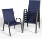 Patio Dining Chairs Set of 6, Outdoor High Stacking Chairs，Breathable Seat Fabric and Alloy Steel Frame for Backyard, Porch, Garden, Sunroom (Blue)