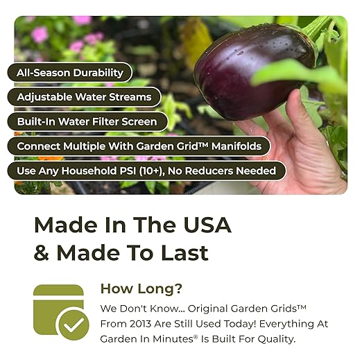 Garden Grid Watering System | Raised Garden Bed Drip Irrigation System – But Better | Pre-Assembled, Waters Every Plant Evenly, 1-Minute Setup | Square Foot Gardening Grid | US-Made (Cornerless, 2x4)