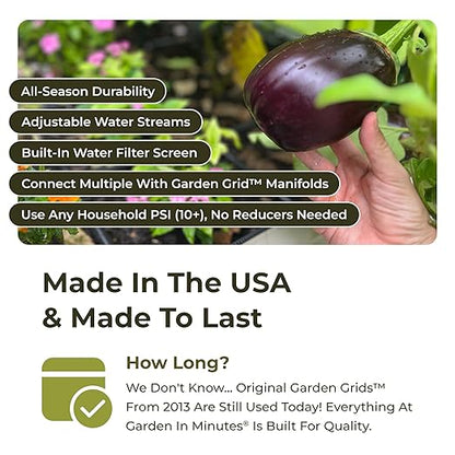 Garden Grid Watering System | Raised Garden Bed Drip Irrigation System – But Better | Pre-Assembled, Waters Every Plant Evenly, 2-Minute Setup | Square Foot Gardening Grid | US-Made (Cornerless, 4x8)