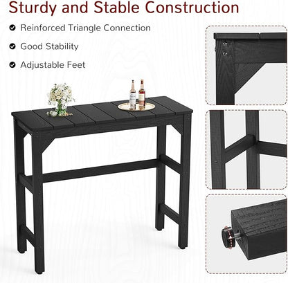 Stoog Outdoor Bar Table, All-Weather HIPS 40" Counter Height Bar Tables with Waterproof Top, Never Fade or Rot, Ideal for Patio, Hot Tub, Dining, Balcony, Poolside, Black