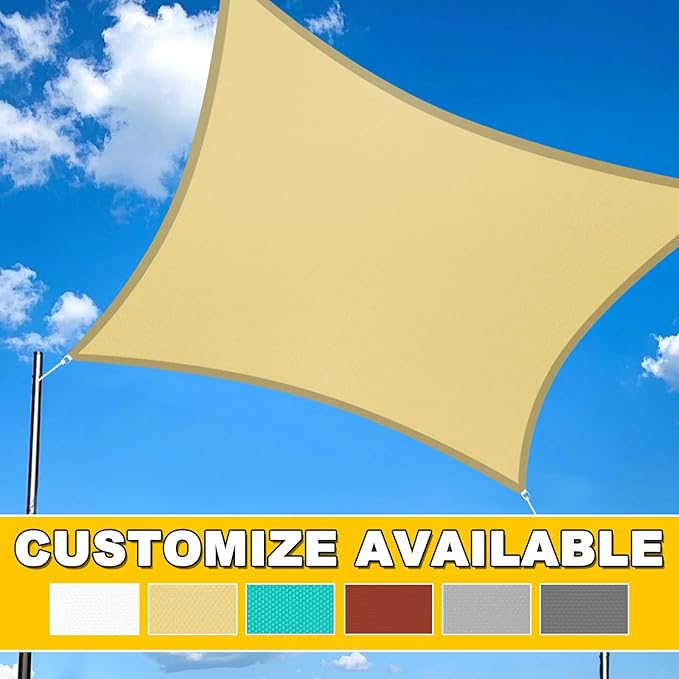 Artpuch Waterproof Sun Shade Sail, 10'x10' Rust Red Rectangular, UV Resistant Rain Canopy, Curved Edges Shade Cloth for Outdoor Patio, Deck, Yard
