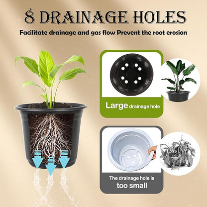 100 Packs 5 Inch Nursery Pots, 4 5 6 Inches Plastic Nursery Pots for Plants with Drainage Holes, Seed Starting Garden Pots of Flower Plant Container for Succulents, Transplanting (100, 5 Inch)