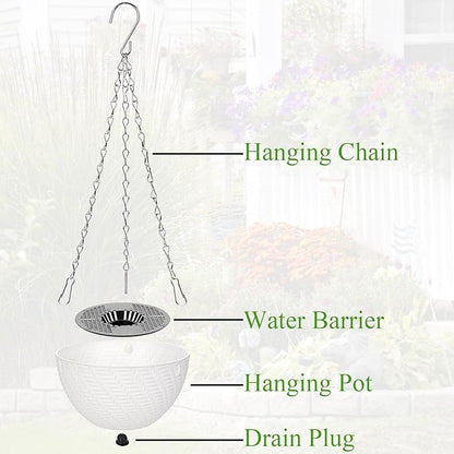 Foraineam 10 Pieces 6 Inch Hanging Planters, Garden Self-Watering Flower Plant Pot Container, Mini Succulent Planter Pots with Hanging Chain