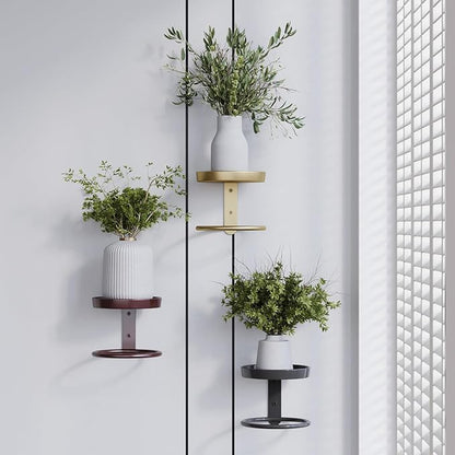 Metal Wall Planters Mid Century Modern Floating Shelves for Indoor Hanging Plants, Space-Saving Vertical Garden for Home & Office 3 Pack Gold