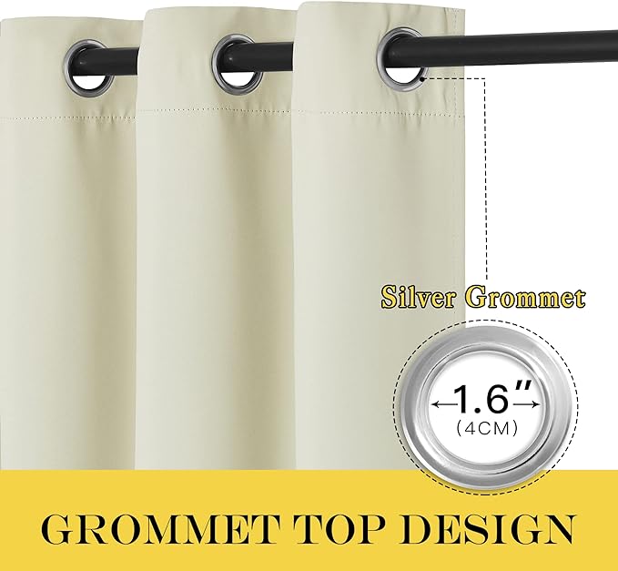 NICETOWN Blackout Patio Curtains 100 x 144 Inches Long for Sliding Door Extral Wide Blackout Curtain Panels Thermal Insulated Room Divider - Grommet Top, 100" W x 144" L, 1 Panel, Beige
