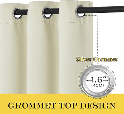 NICETOWN Blackout Living Room Curtain 108 inch Length - Grommet Thermal Insulated Cold & Heat Blocking Window Treatment Sound Reducing Drape for Bedroom (Beige, 1 Piece, W52 x L108)