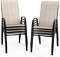 VINGLI Patio Chairs Set of 8 – Stackable Outdoor Dining Chairs with Comfortable Sling High Back Chairs and Armrests for Lawn, Poolside, Courtyard, Balcony, Garden, Yellow