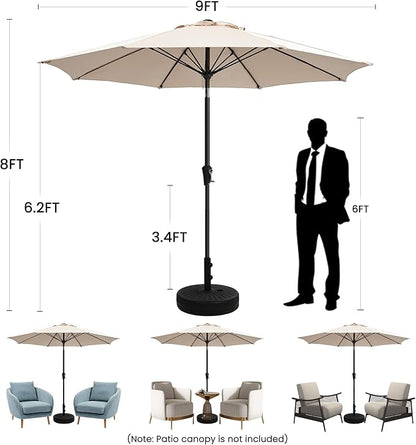 Ayge 9FT Large Outdoor Patio Umbrella Market Table Umbrella-UV Resistant, Easy Push Button Tilt and Crank, 8 Sturdy Fiberglass Ribs Heavy-Duty Pool Umbrella for Deck, Backyard,Garden,Orange