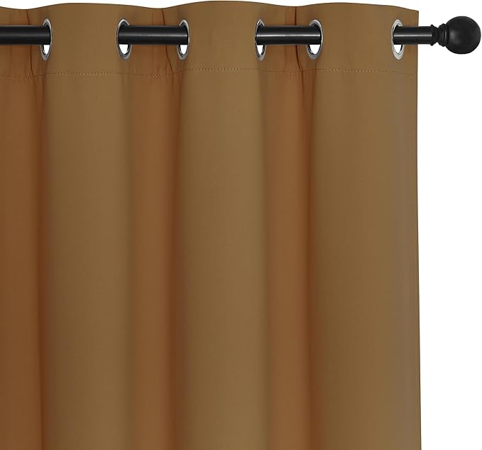NICETOWN Blackout Sliding Glass Door Curtains, Room Darkening Thermal Insulated Curtains for Living Room Bedroom, Extra Wide Window Drapes, 1 Panel, W80 x L118, Gold Brown