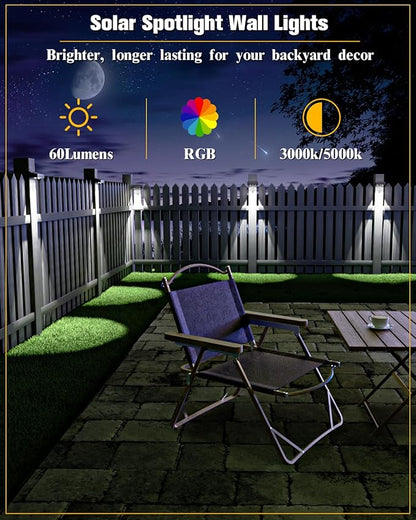 Solar Fence Lights 20 Pack, 50 Lumens Outdoor Solar Lights with 12 Modes RGB Color Glow LED，Waterproof, Solar Lights for Patio, Backyard, Deck, Fence, Railing