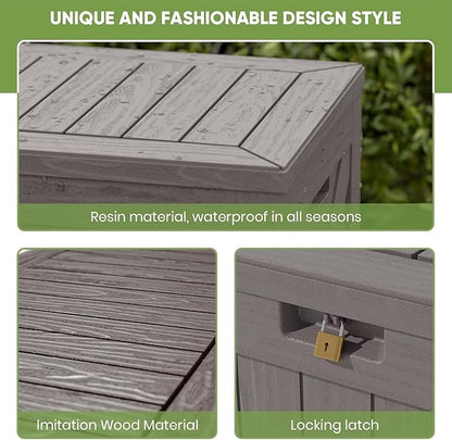 Patiowell 120 Gallon Large Deck Box, Outdoor Lockable Storage Box for Gardening Tools, Waterproof Deck Box for Patio Furniture, Brown