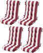 SERWALL HDPE Outdoor Rocking Chair Cushion Set of 4, Memory Foam Cushion Red White