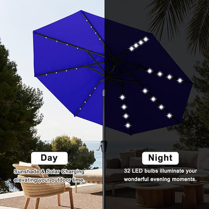 ABCCANOPY 10FT Durable Solar Led Patio Umbrellas with 32LED Lights (Blue)