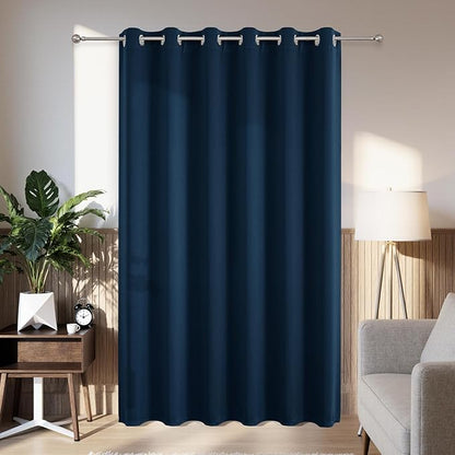 Joydeco Blackout Patio Sliding Door Curtains 84 Inches Long, Grommet Privacy Room Divider Curtains, Extra Wide Thermal Blackout Drapes for Bedroom Living Room (Navy Blue, 80Wx84L, 1 Panel)