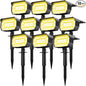 LOTMOS Solar Spot Lights Outdoor Waterproof IP67, 10 Pack Landscape Spotlights with 72 LEDs，3 Modes/ 2-in-1/Auto On/Off Solar Powered Flood Lights for Outside Garden Lawn Patio Driveway (Warm White)
