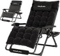 UDPATIO Oversized Zero Gravity Chair 29In XL Patio Reclining Chair with Cushion, Outdoor Folding Recliner with Pillows|Cup Holder|Foot Rest|Padded Headrest, Black, Support 500LB