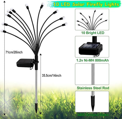 Kohlrabi Solar Garden Lights Outdoor, 4 Pack 40 LED Solar Firefly Lights Waterproof, Sway by Wind, Swaying Light for Yard Patio Backyard Garden Planter Flower Bed Pathway Outdoor Decoration