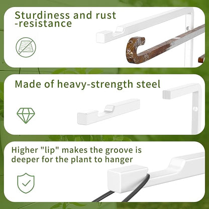 2 Pack 8 Inch Plant Hanger Hooks for Indoor Hanging Plants, Heavy Duty Steel Hanging Plant Brackets Wall Mount Hooks for Hanging Bird Feeders Flower Basket Wind Chime Solar Lanterns Outdoor, White